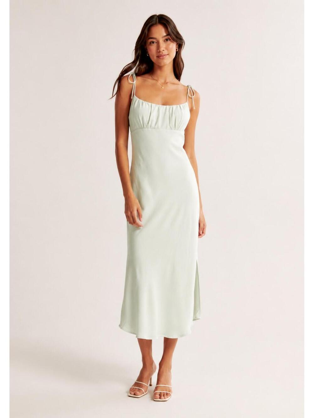NWT Faux Silk Tie-Strap Midi Dress in mint green L